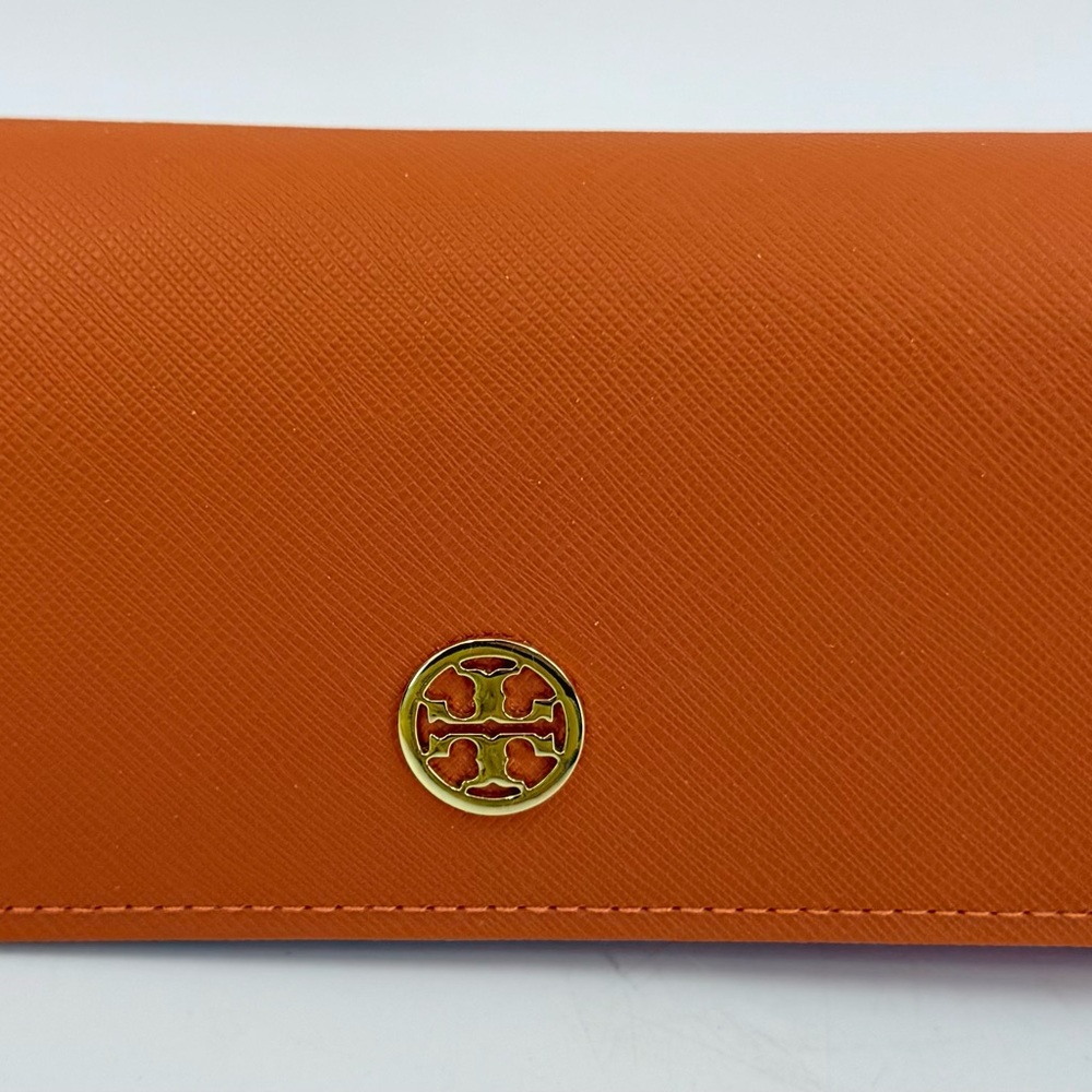 Tory Burch Glasses Sunglasses Semi Rigid Orange Faux Leather Case New NWOT - Picture 2 of 7